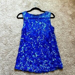 Notations blue sequins sleeveless top